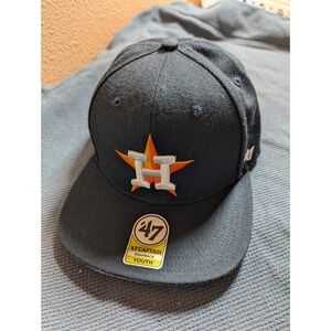 47 Brand Houston Astros Baseball Cap Flat Brim Youth Snapback Navy Orange